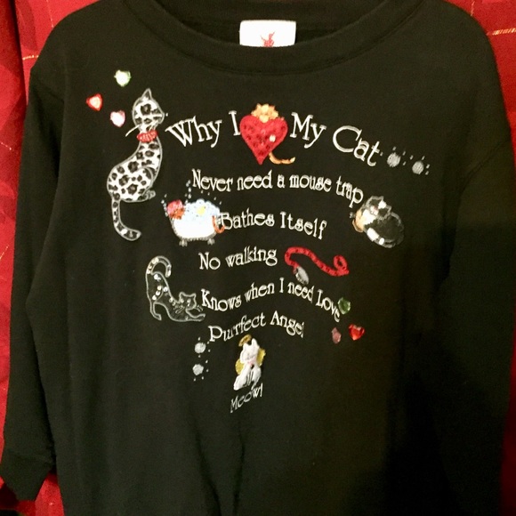 ❤️Love❣️Quacker Factory 60% cotton sweatshirt ❤️ kitties cozy & cute. - Picture 5 of 10